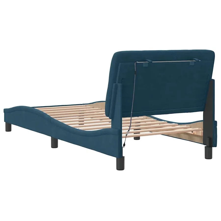 Cadre de lit avec LED sans matelas bleu 80x200 cm velours - 8