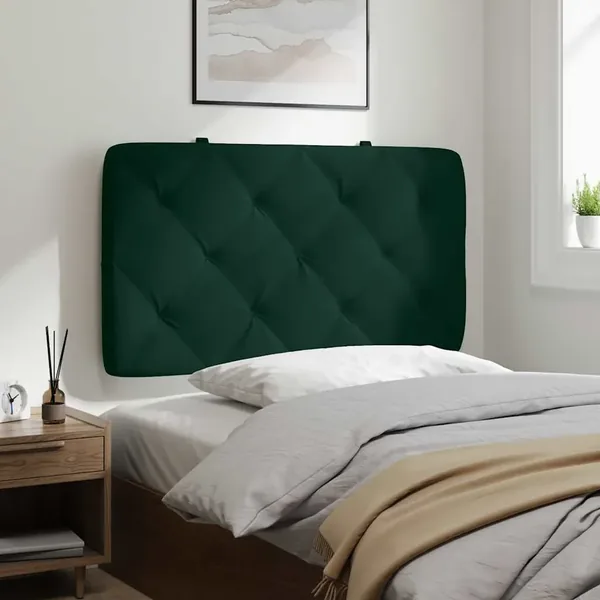 Coussin de tête de lit vert foncé 90 cm velours