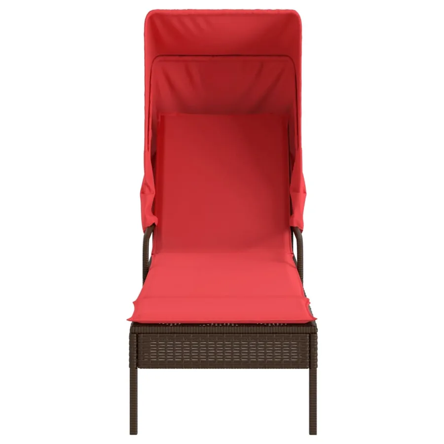 Chaise longue avec auvent et table gris résine tressée - 100