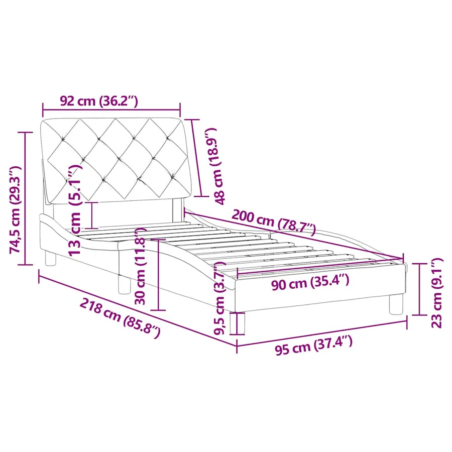 Cadre de lit sans matelas vert foncé 90x200 cm velours - 12
