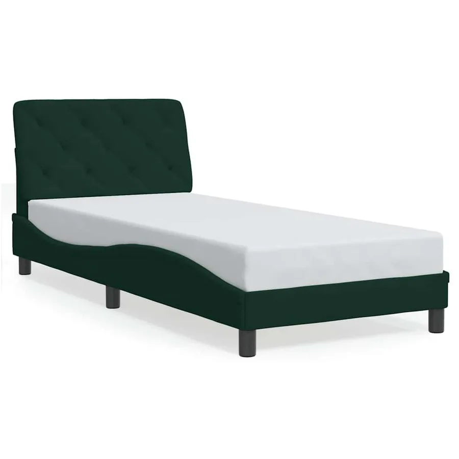 Cadre de lit sans matelas vert foncé 90x200 cm velours - 2