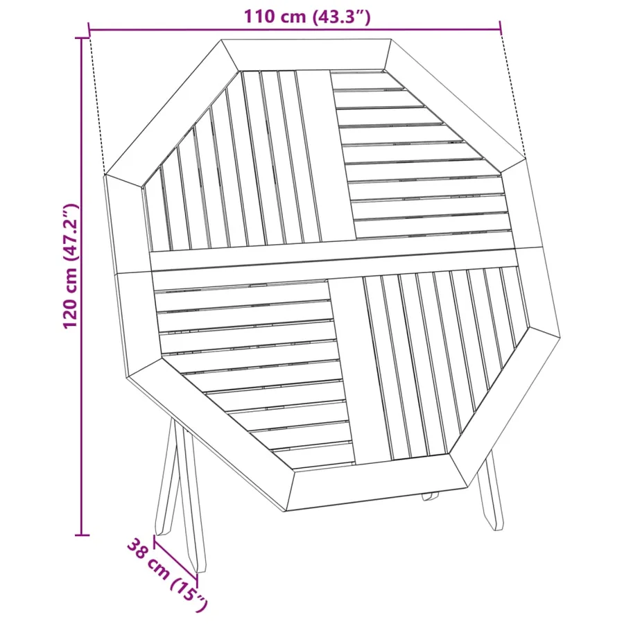 Table pliable de jardin Ø110x75 cm bois d'acacia solide - 12