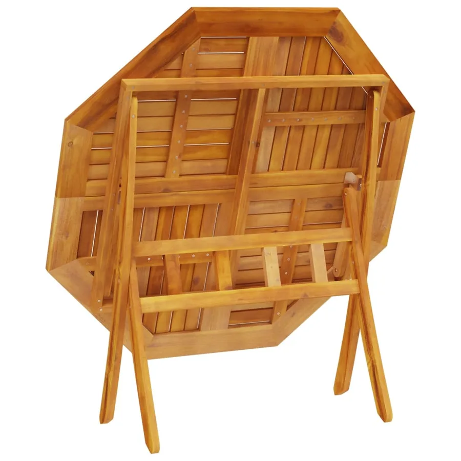 Table pliable de jardin Ø110x75 cm bois d'acacia solide - 9