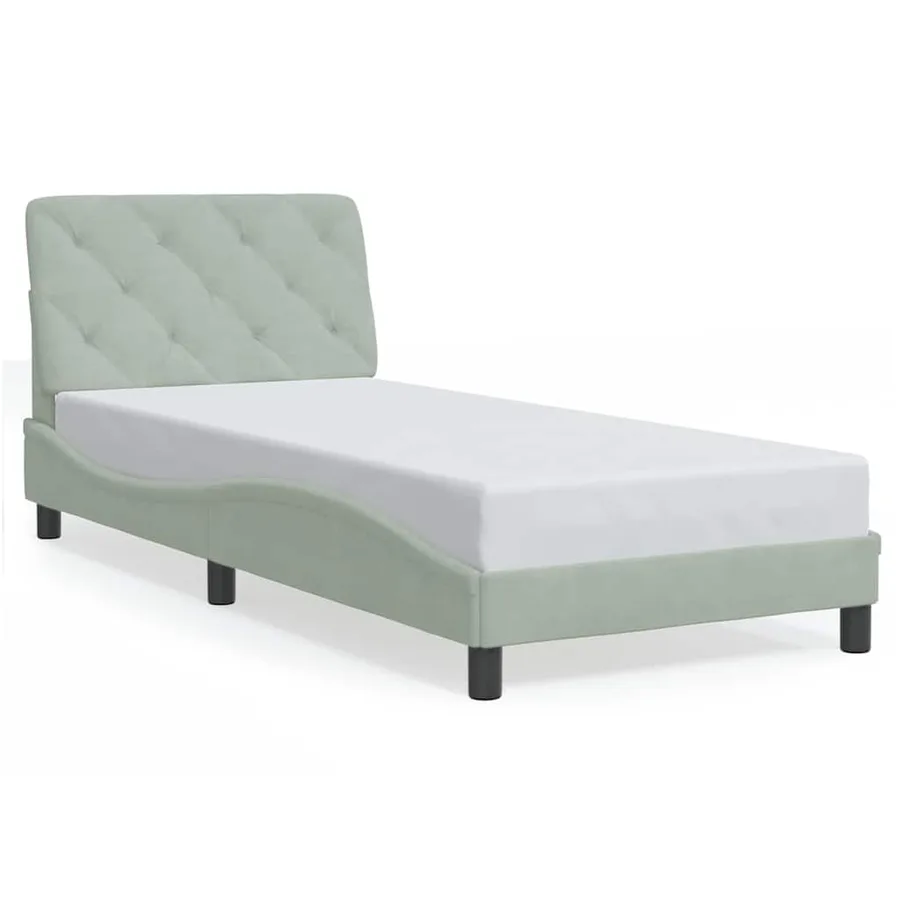 Cadre de lit sans matelas gris clair 80x200 cm velours - 2