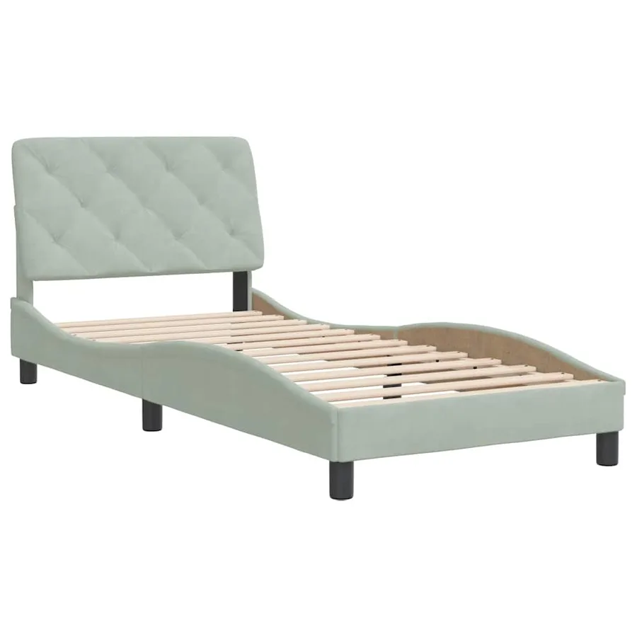 Cadre de lit sans matelas gris clair 80x200 cm velours - 3