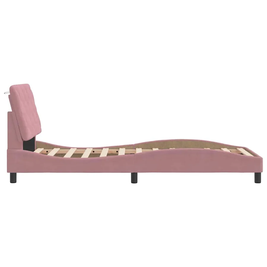 Cadre de lit sans matelas rose 90x190 cm velours - 6