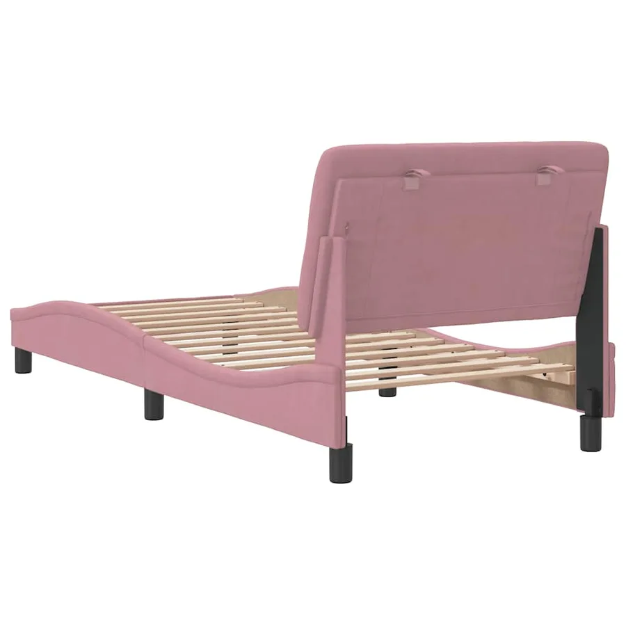 Cadre de lit sans matelas rose 90x190 cm velours - 7