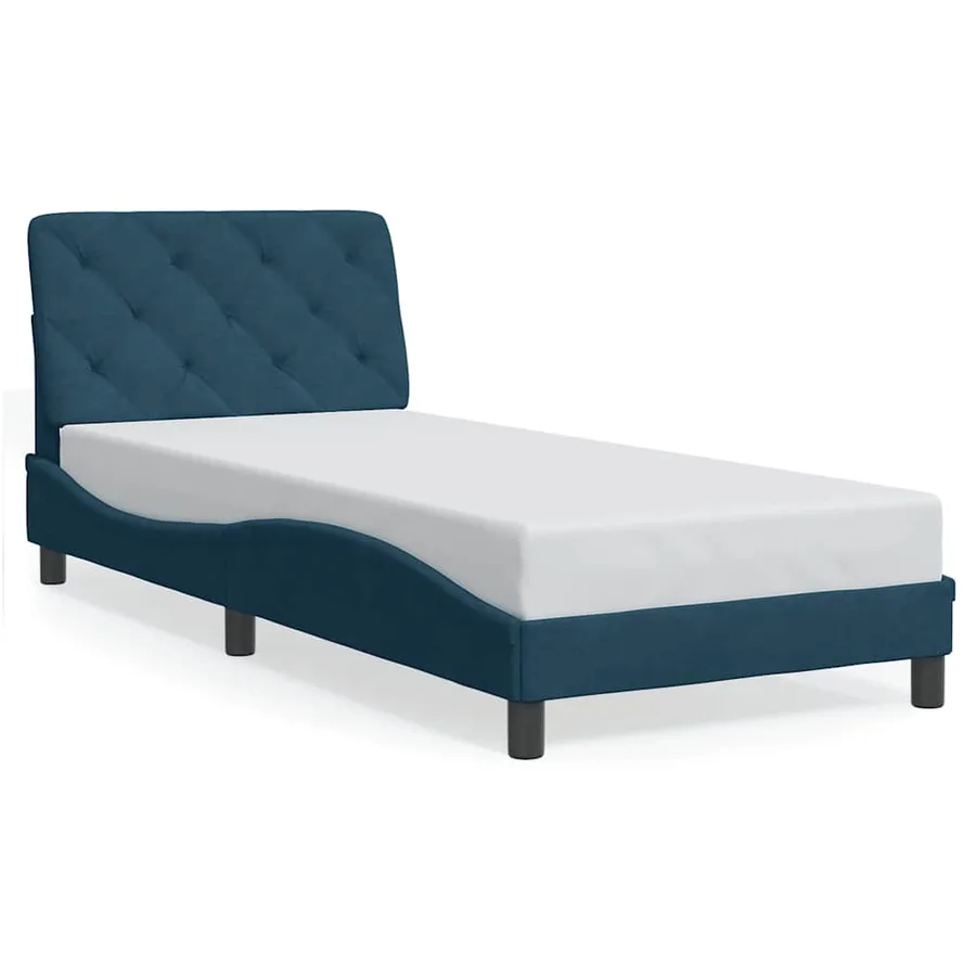 Cadre de lit avec LED sans matelas bleu 90x200 cm velours - 5