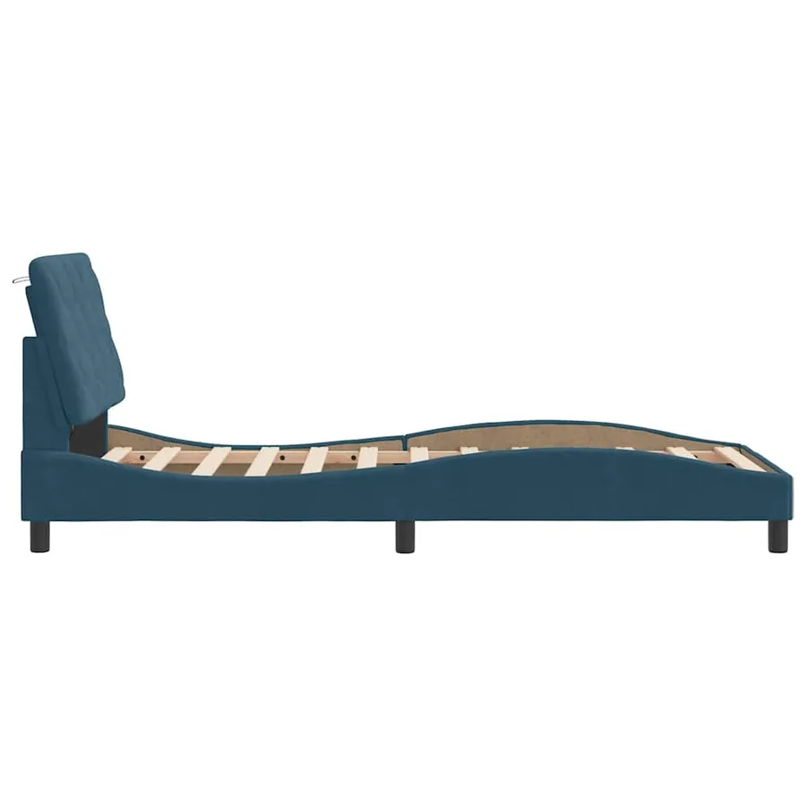 Cadre de lit avec LED sans matelas bleu 90x200 cm velours - 7