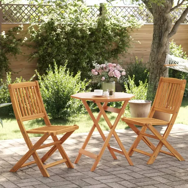 Ensemble de bistro pliable 3 pcs bois d'acacia solide
