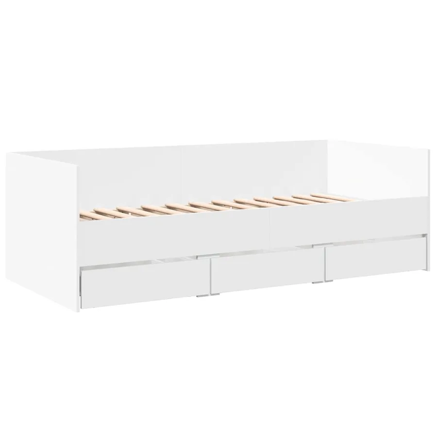 Lit de jour avec tiroirs sans matelas blanc 90x200 cm - 3