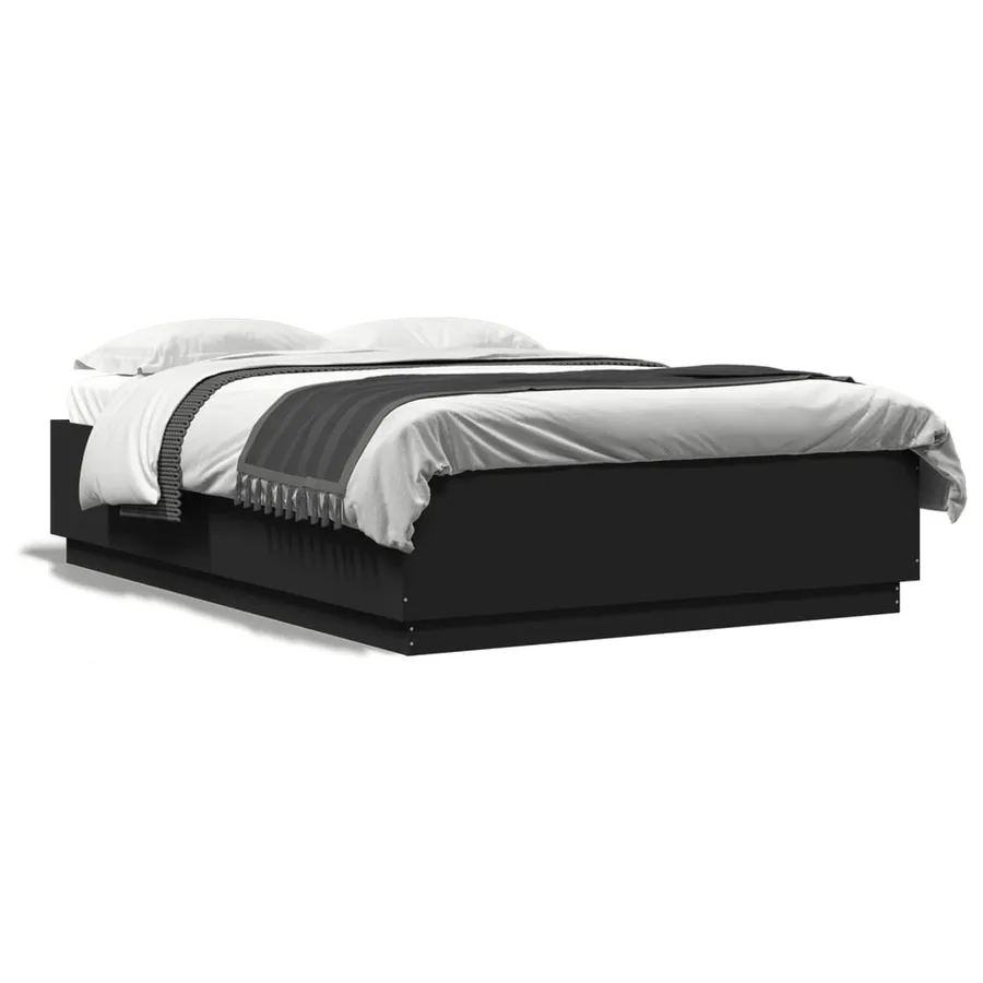 Cadre de lit sans matelas noir 120x200 cm - 2
