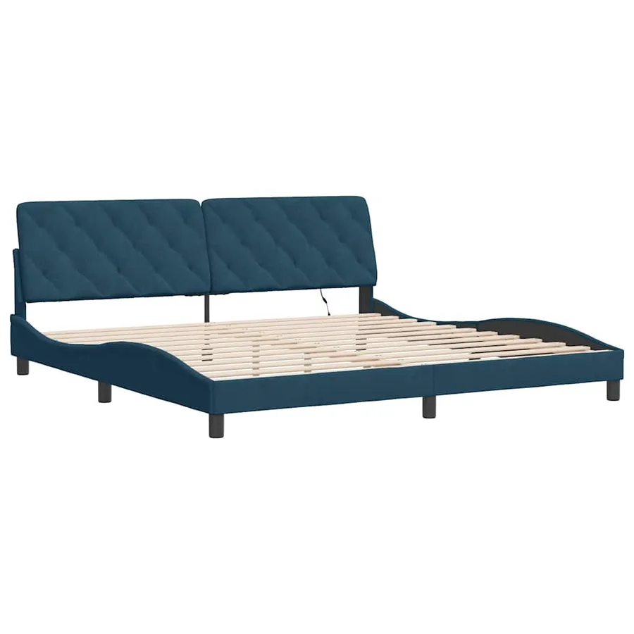 Cadre de lit avec LED sans matelas bleu 200x200 cm velours - 3
