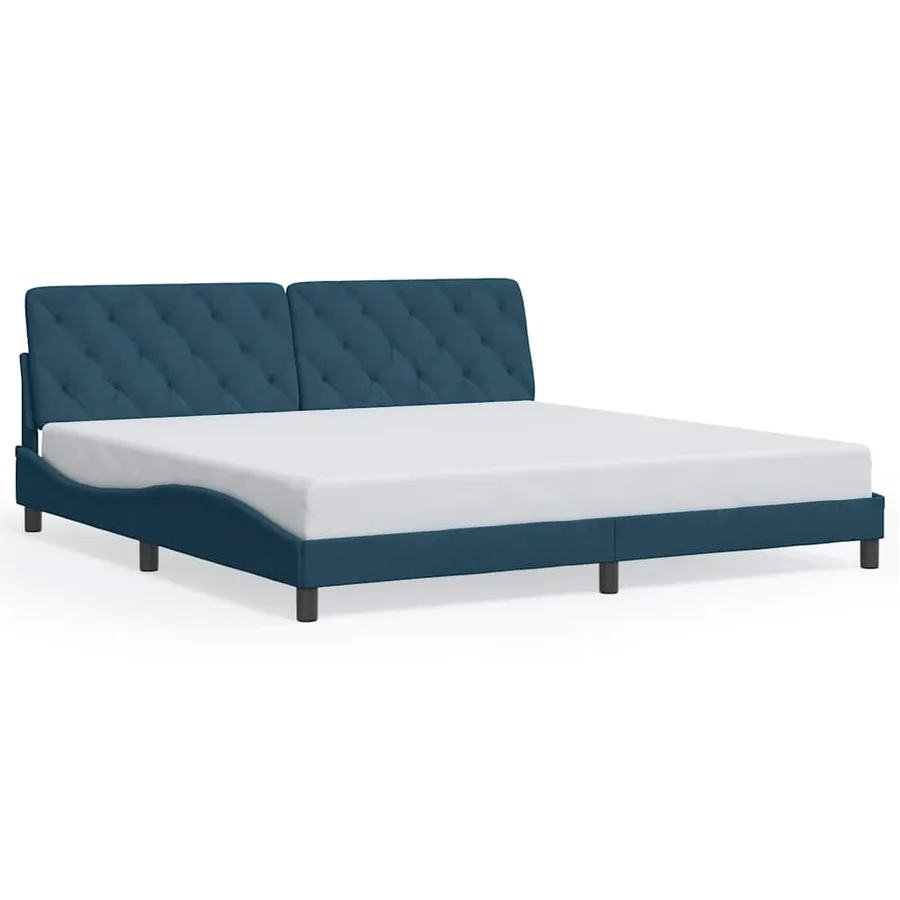 Cadre de lit avec LED sans matelas bleu 200x200 cm velours - 5