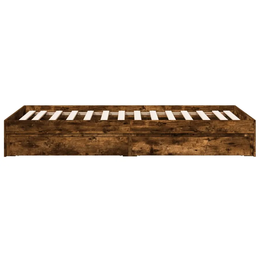 Cadre de lit avec tiroirs sans matelas chêne fumé 75x190 cm - 5