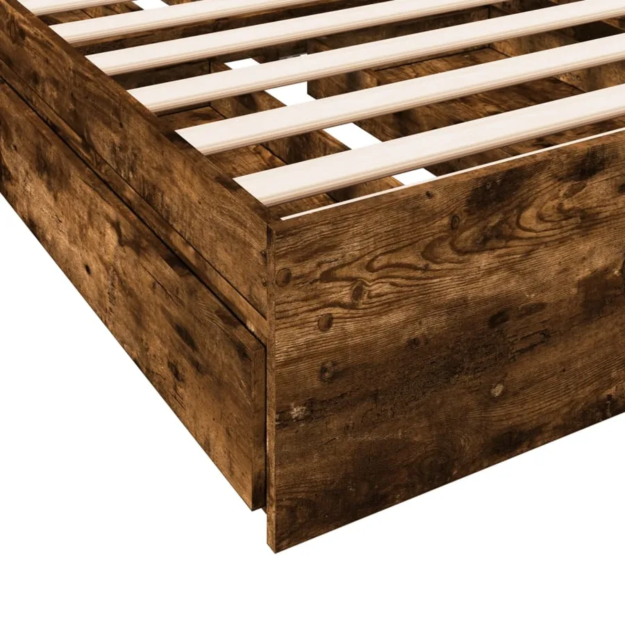 Cadre de lit avec tiroirs sans matelas chêne fumé 75x190 cm - 8