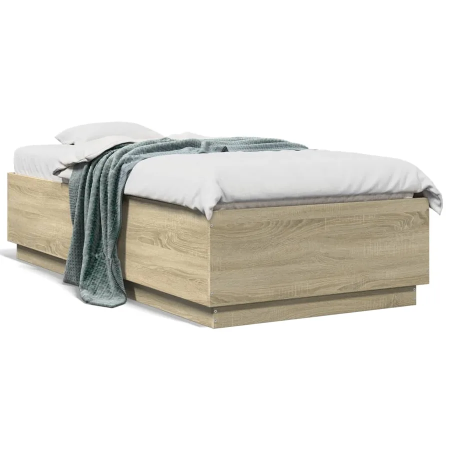 Cadre de lit avec LED sans matelas chêne sonoma 75x190 cm - 5