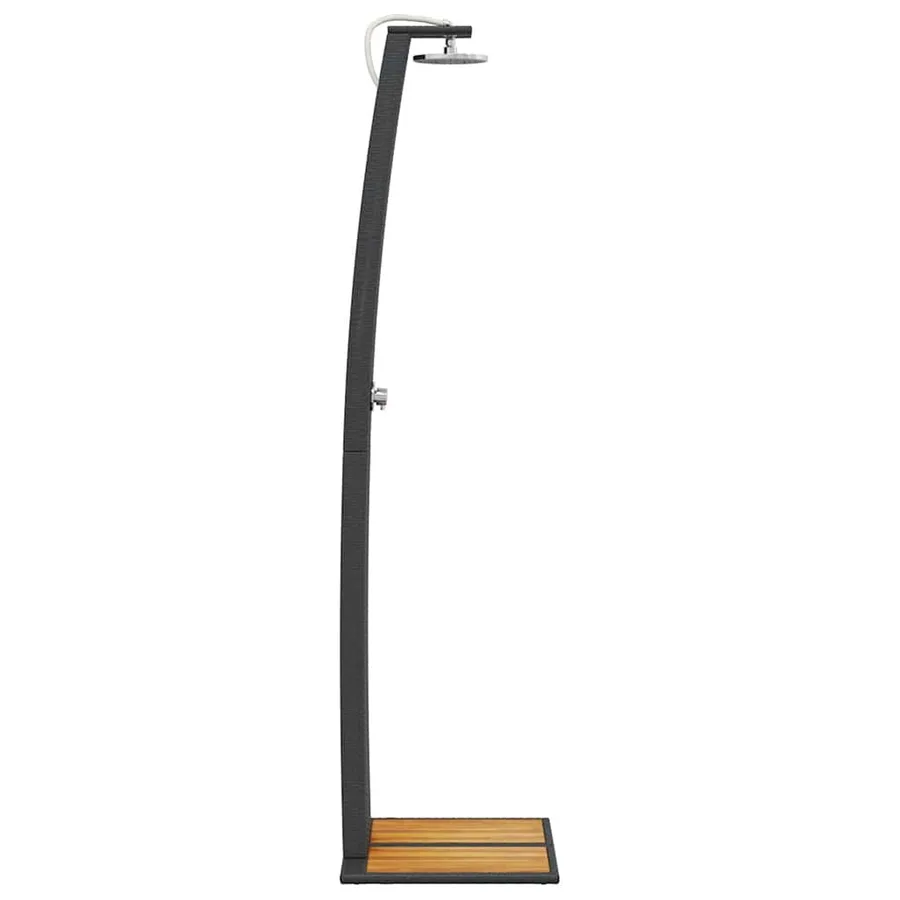 Douche d'extérieur noir 55x60x224 cm résine tressée bois acacia - 6