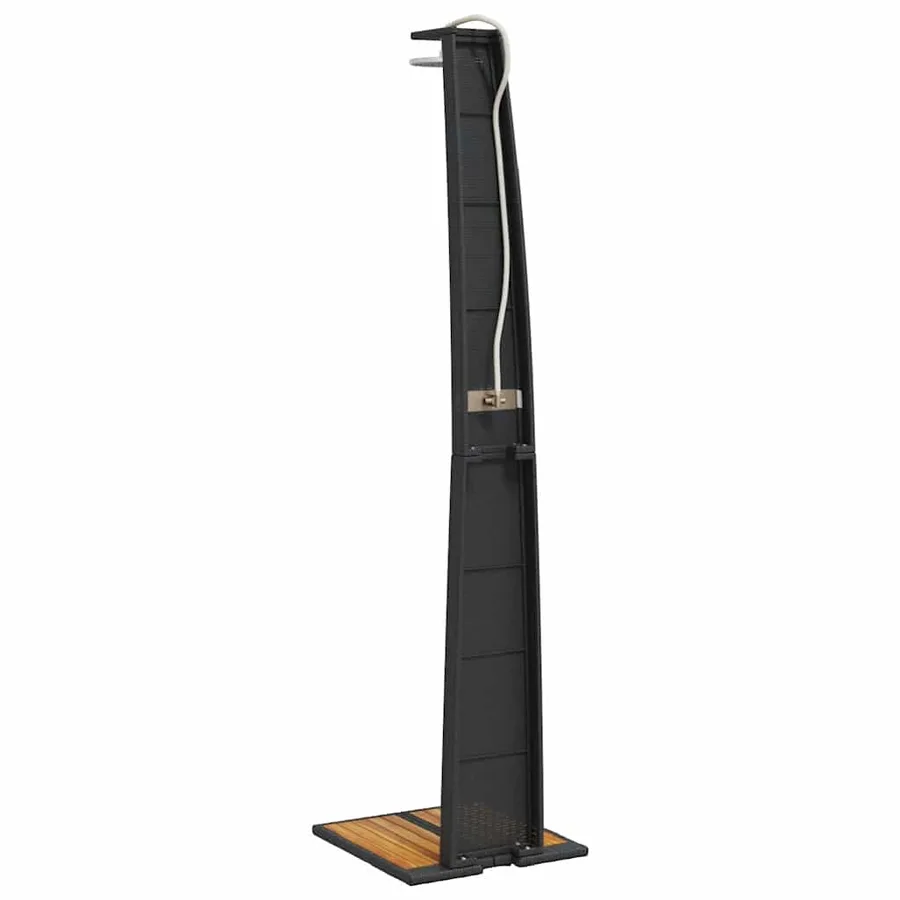 Douche d'extérieur noir 55x60x224 cm résine tressée bois acacia - 7