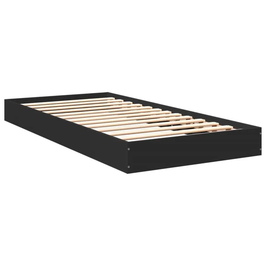 Cadre de lit sans matelas noir 75x190 cm bois ingénierie - 6