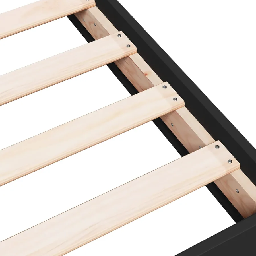 Cadre de lit sans matelas noir 75x190 cm bois ingénierie - 7