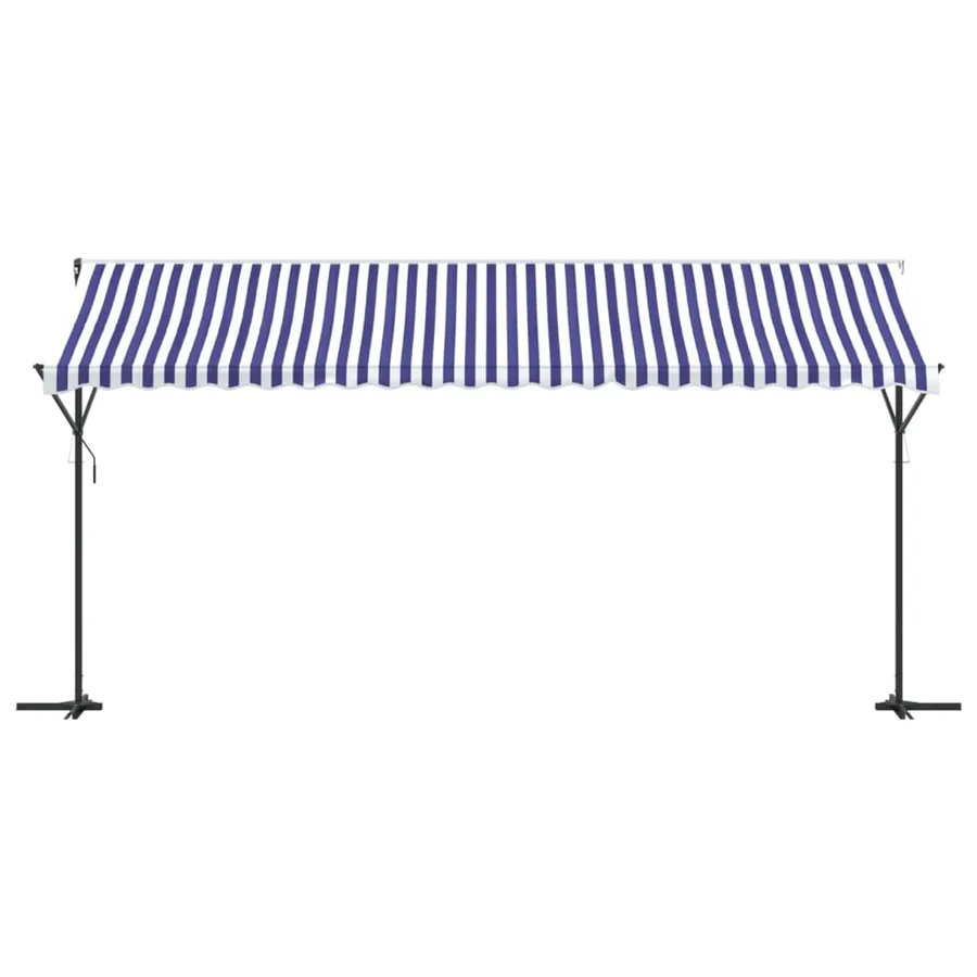 Auvent autoportant bleu et blanc 500x300 cm tissu et acier - 3