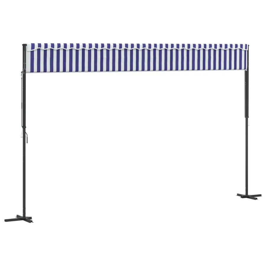 Auvent autoportant bleu et blanc 500x300 cm tissu et acier - 6