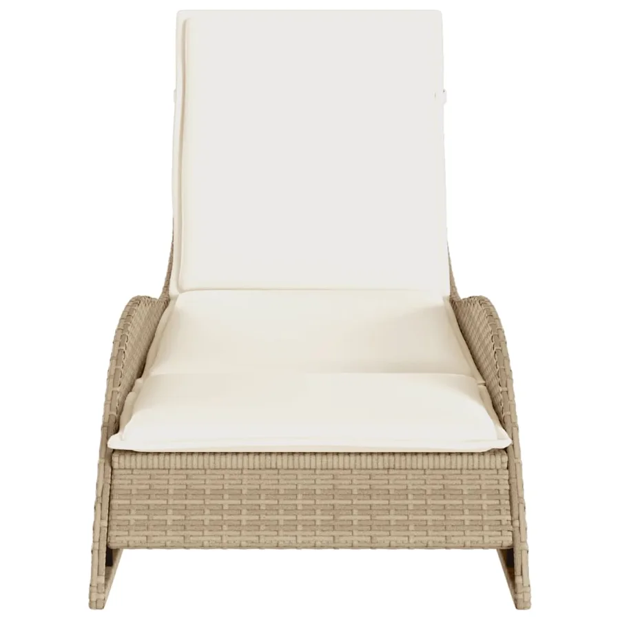 Chaise longue avec coussin beige 60x205x73 cm résine tressée - 4