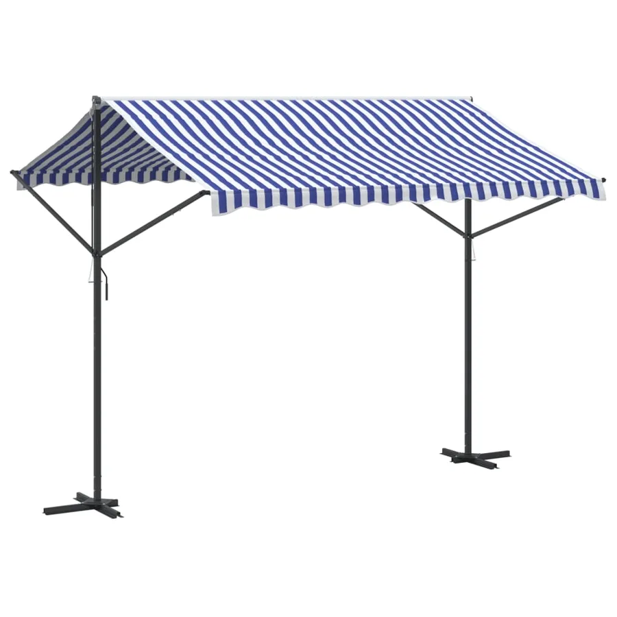 Auvent autoportant bleu et blanc 300x300 cm tissu et acier - 2