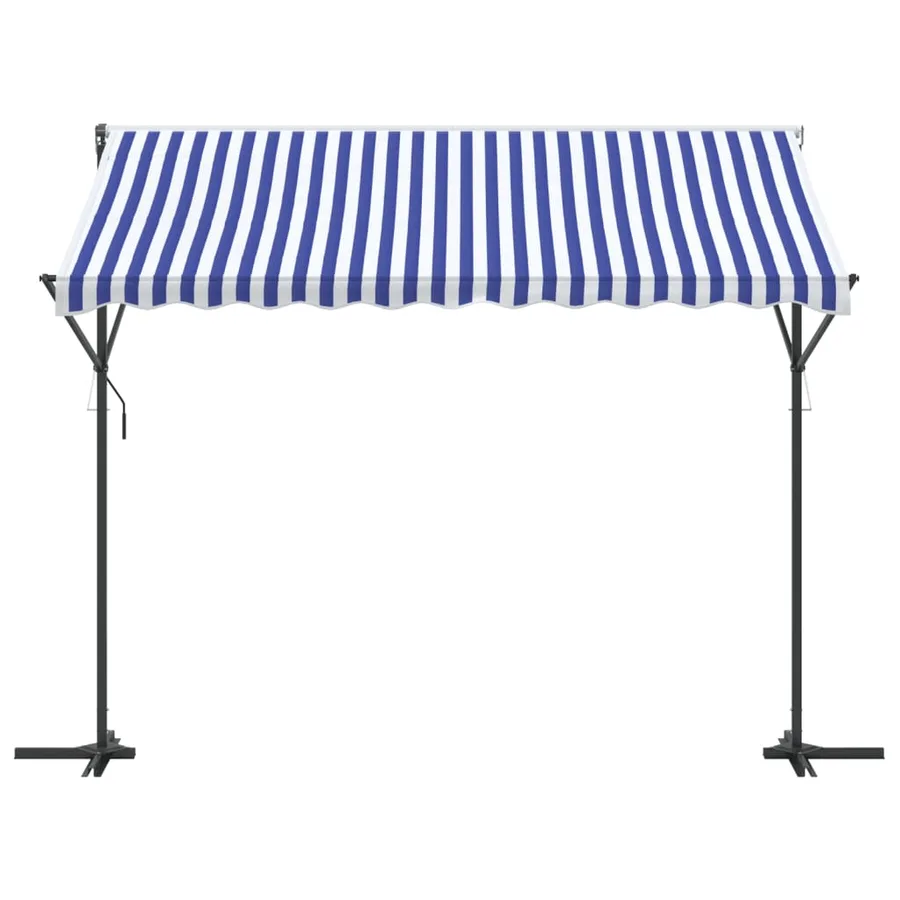 Auvent autoportant bleu et blanc 300x300 cm tissu et acier - 3