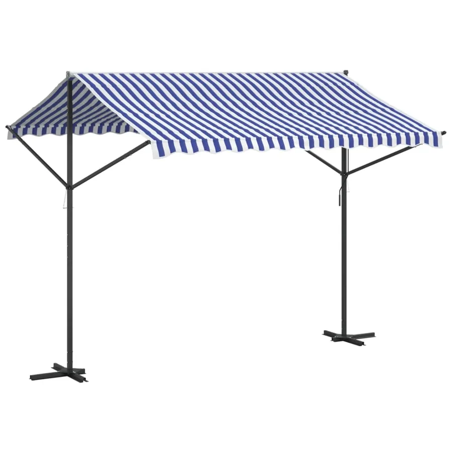 Auvent autoportant bleu et blanc 300x300 cm tissu et acier - 5