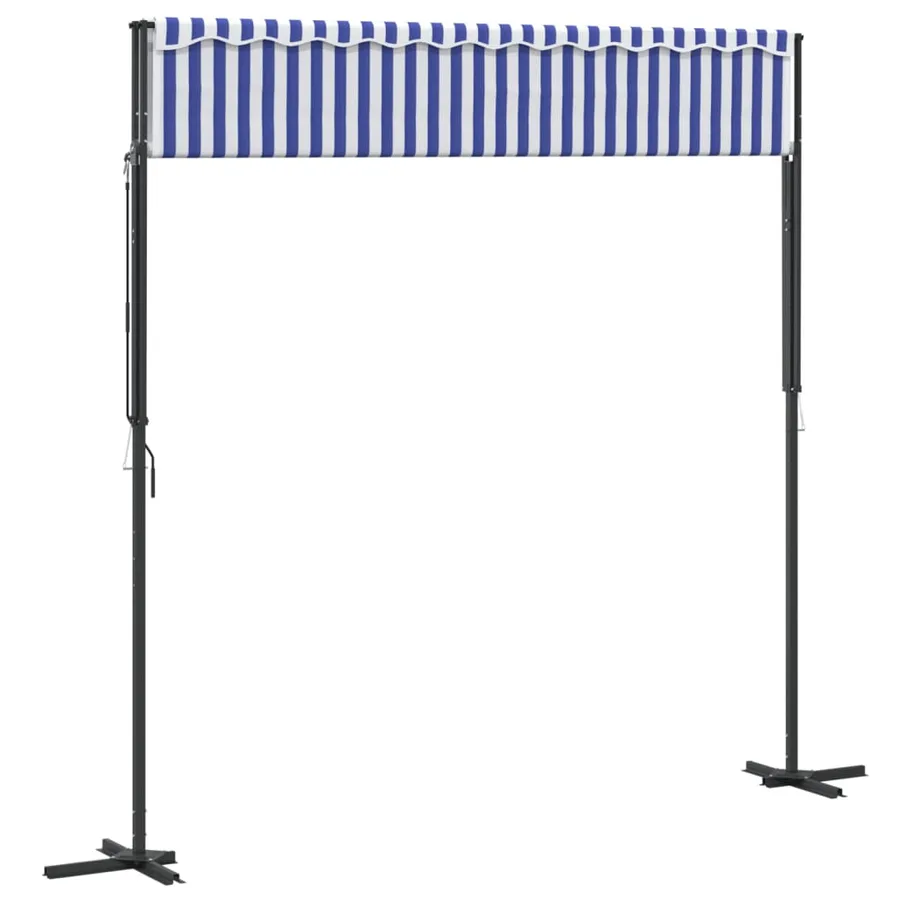Auvent autoportant bleu et blanc 300x300 cm tissu et acier - 6