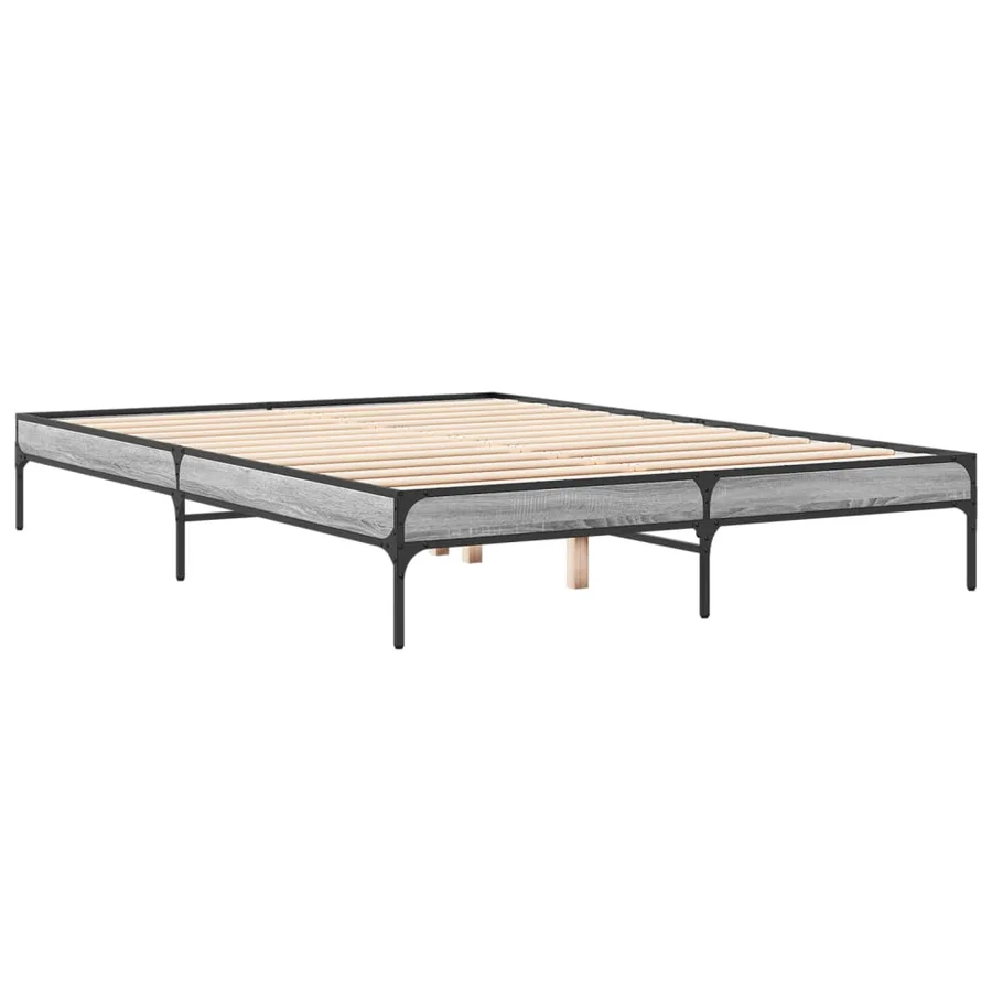 Cadre de lit sans matelas sonoma gris 160x200 cm - 6