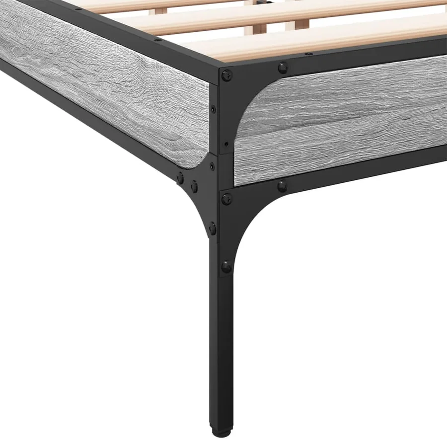 Cadre de lit sans matelas sonoma gris 150x200 cm - 7