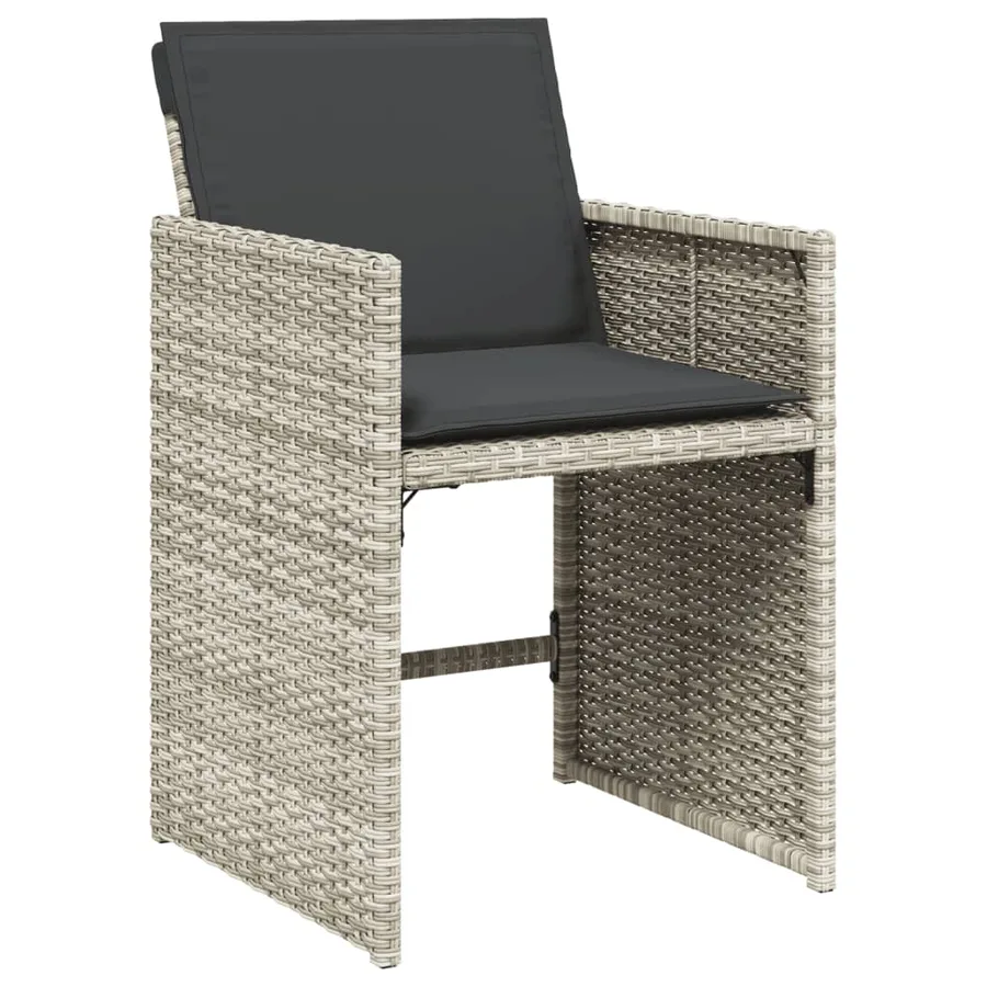 Chaises de jardin avec coussins lot de 4 gris clair poly rotin - 4