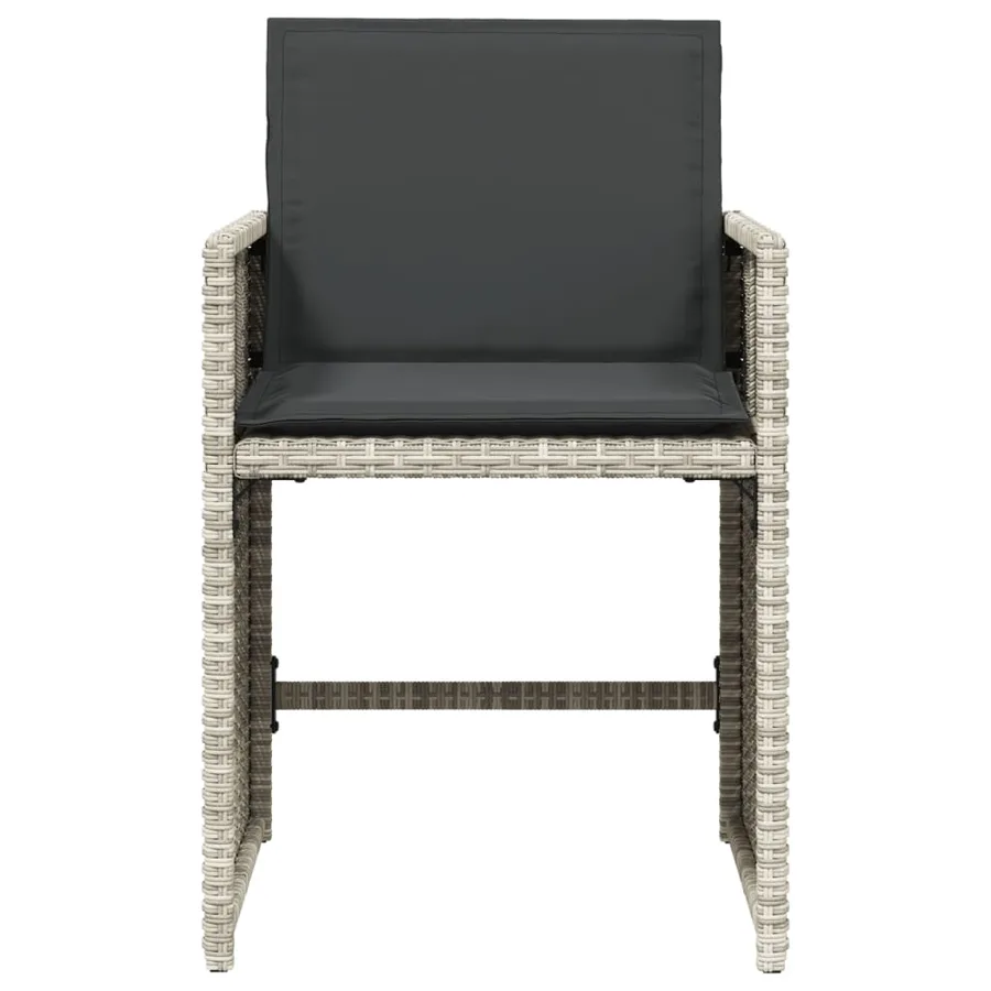 Chaises de jardin avec coussins lot de 4 gris clair poly rotin - 5