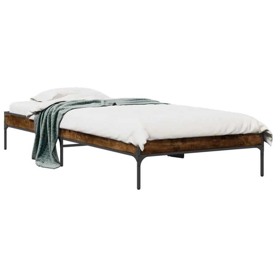 Cadre de lit sans matelas chêne fumé 100x200 cm - 2