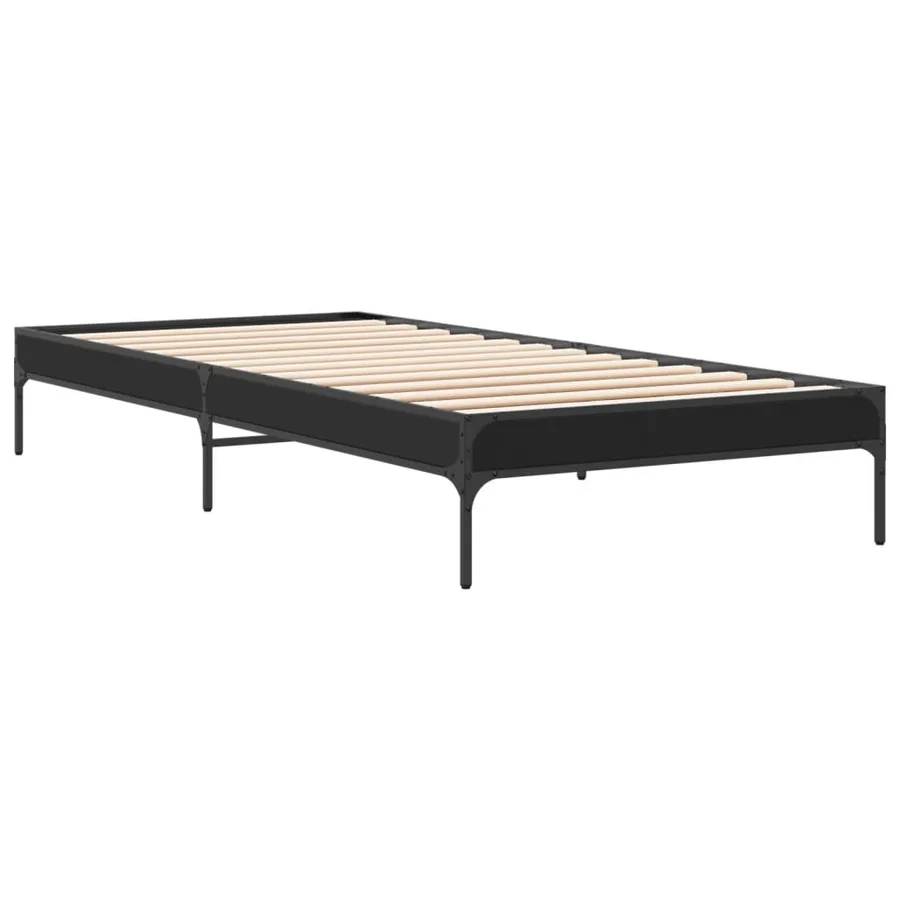 Cadre de lit sans matelas noir 75x190 cm - 3