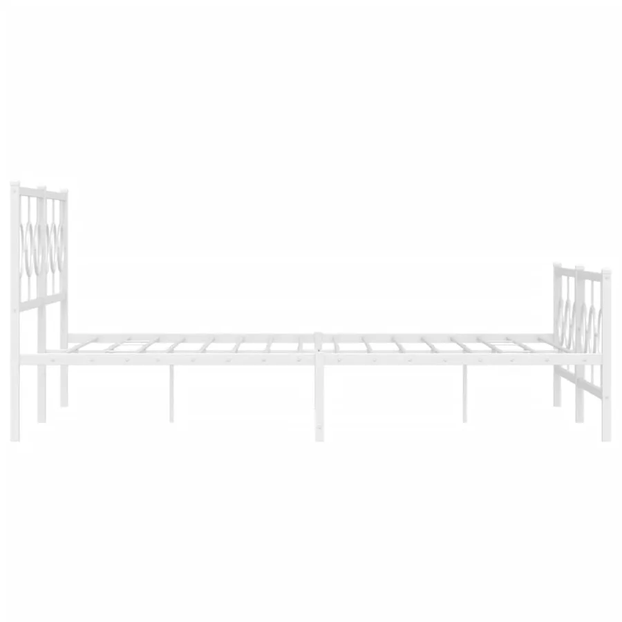 Cadre de lit métal sans matelas et pied de lit blanc 183x213 cm - 6