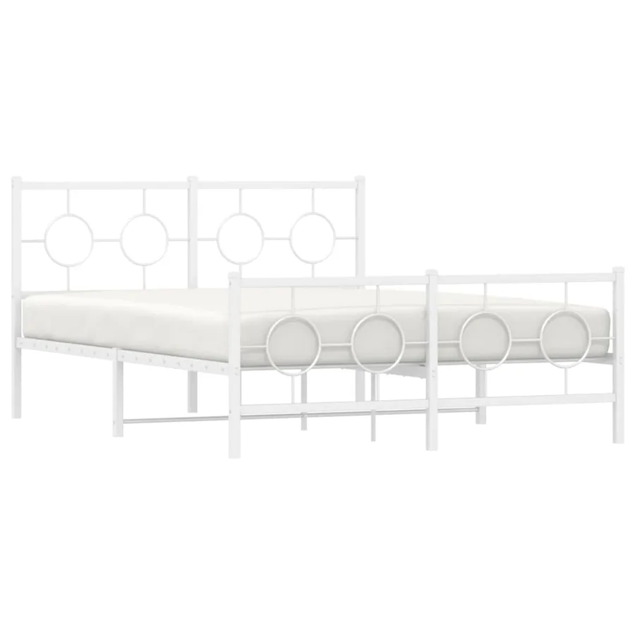 Cadre de lit métal sans matelas et pied de lit blanc 140x190 cm - 4