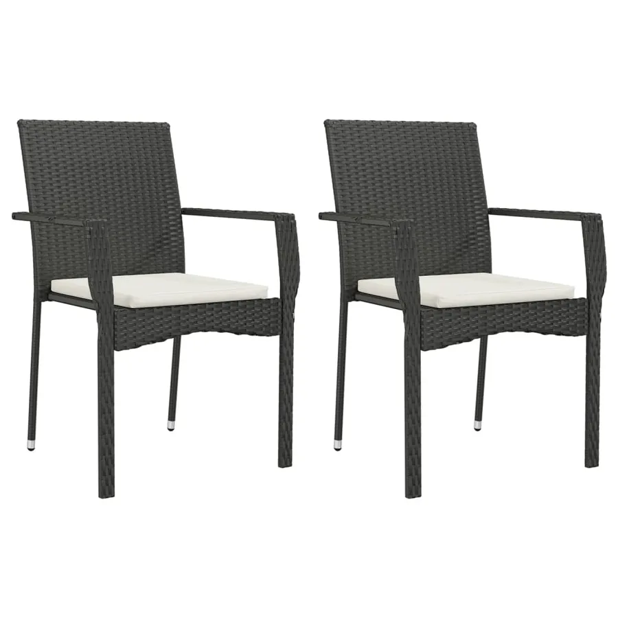 Ensemble à manger de jardin coussins 7pcs Noir Résine tressée - 3