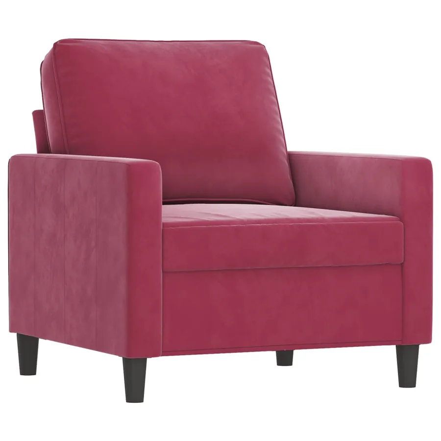 Ensemble de canapés 4 pcs avec coussins rouge bordeaux velours - 3