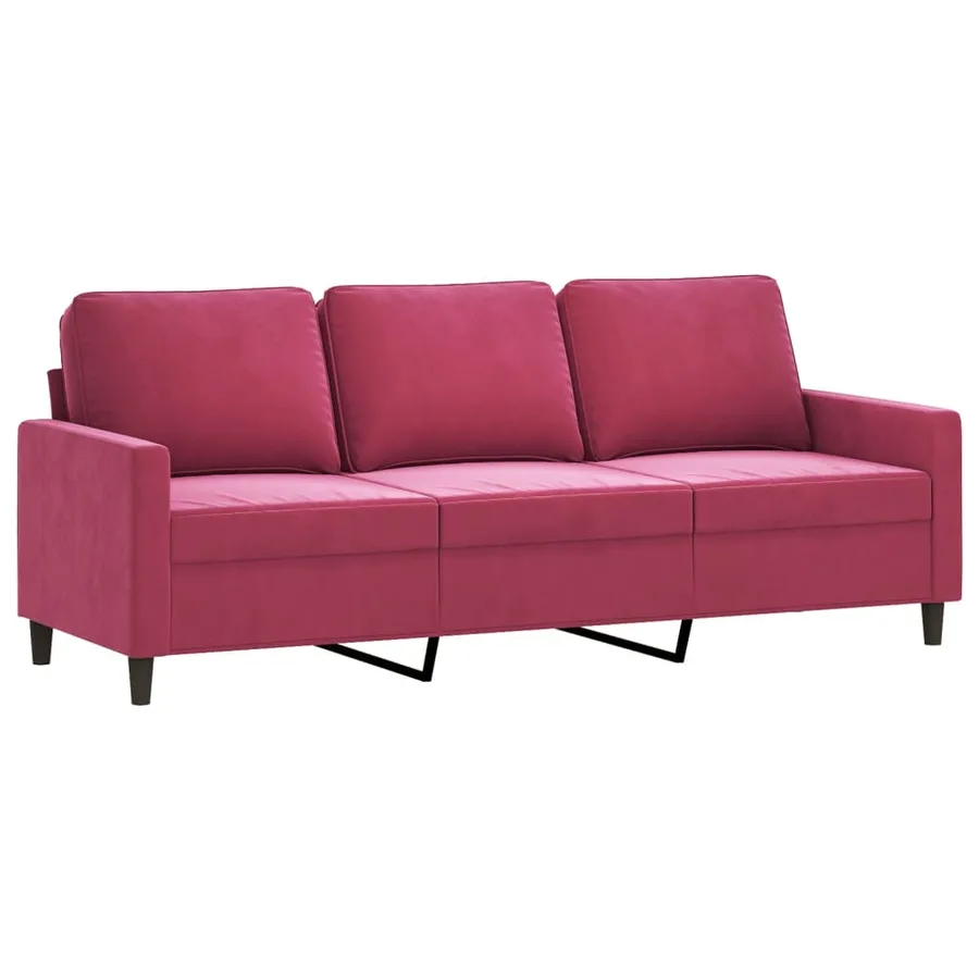 Ensemble de canapés 4 pcs avec coussins rouge bordeaux velours - 5