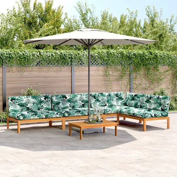 Salon palette de jardin avec coussins 5pcs bois d'acacia massif