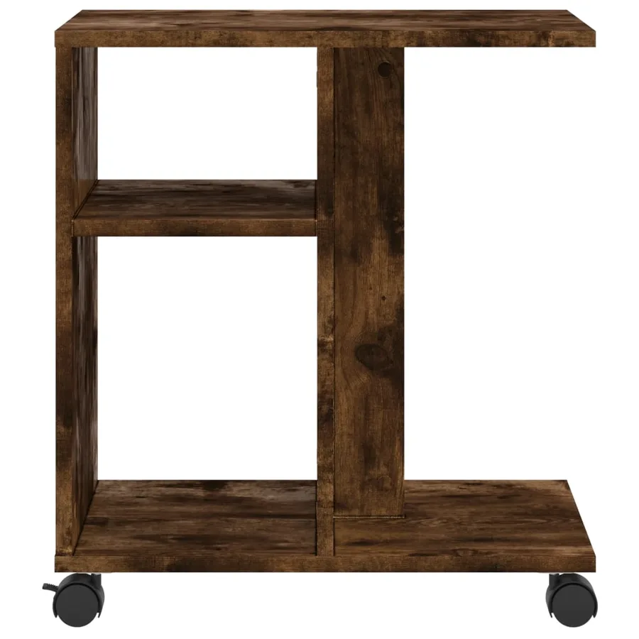 Table d'appoint avec roues chêne fumé bois d'ingénierie - 5