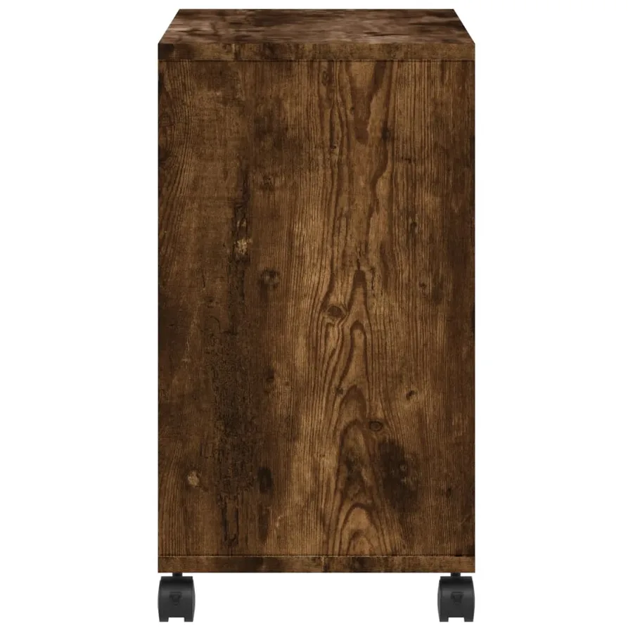 Table d'appoint avec roues chêne fumé bois d'ingénierie - 6