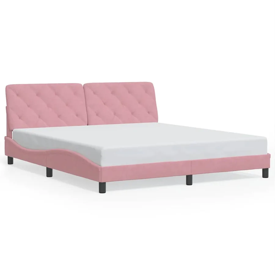 Cadre de lit sans matelas rose 180x200 cm velours - 2