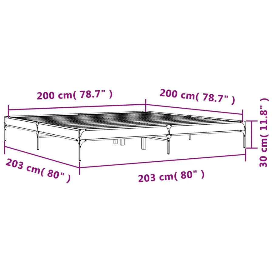 Cadre de lit sans matelas chêne sonoma 200x200 cm - 9