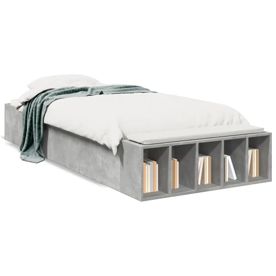 Cadre de lit sans matelas gris béton 75x190 cm - 2