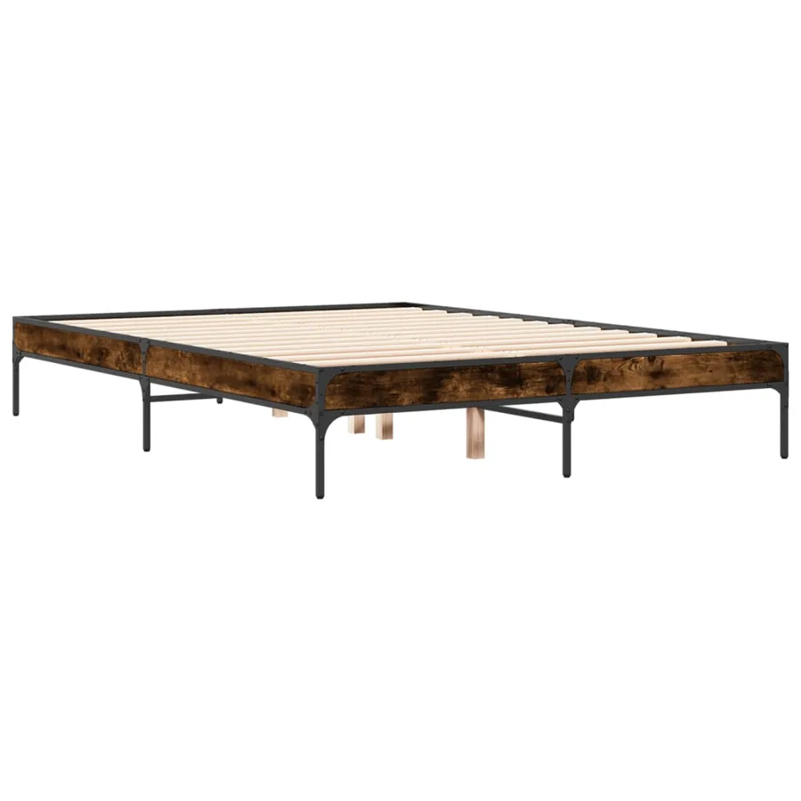 Cadre de lit sans matelas chêne fumé 120x200 cm - 6